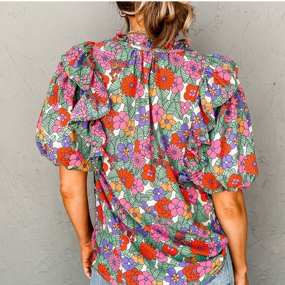 Floral Puff Sleeve Top - Picture 3 of 5